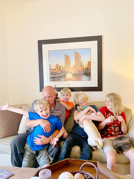 Our sponsor family enjoying their new living room. Photo credit: Humble Design San Diego